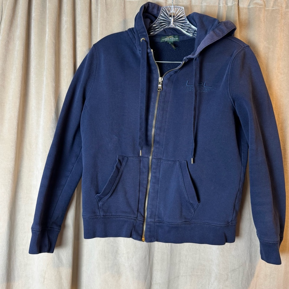 Lauren Ralph Lauren Dark Blue Hoodie Jacket Vintage full‎ Zip  Y2K Jeans Co